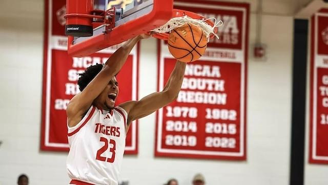 Christian Thompson slams it home for West Alabama. 