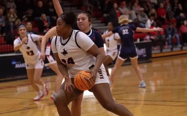 Northwest Oklahoma State powers its way to a basket.