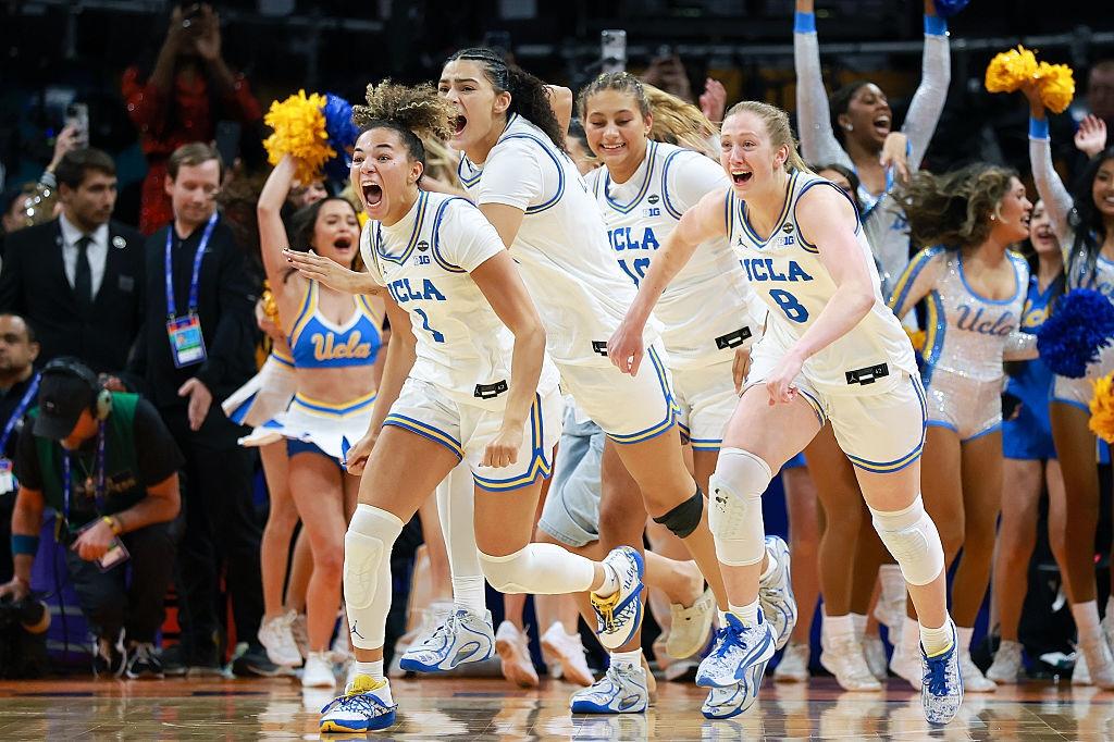 UCLA celebrates during win over South Carolina in Final Four